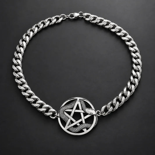Collier Ras-du-Cou Pentacle au Serpent