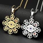 Collier Rosace Mandala Multi-Symboles à Strass - Vignette | Médiéfan