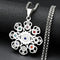 Collier Rosace Mandala Multi-Symboles à Strass Argenté