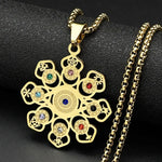 Collier Rosace Mandala Multi-Symboles à Strass - Vignette | Médiéfan