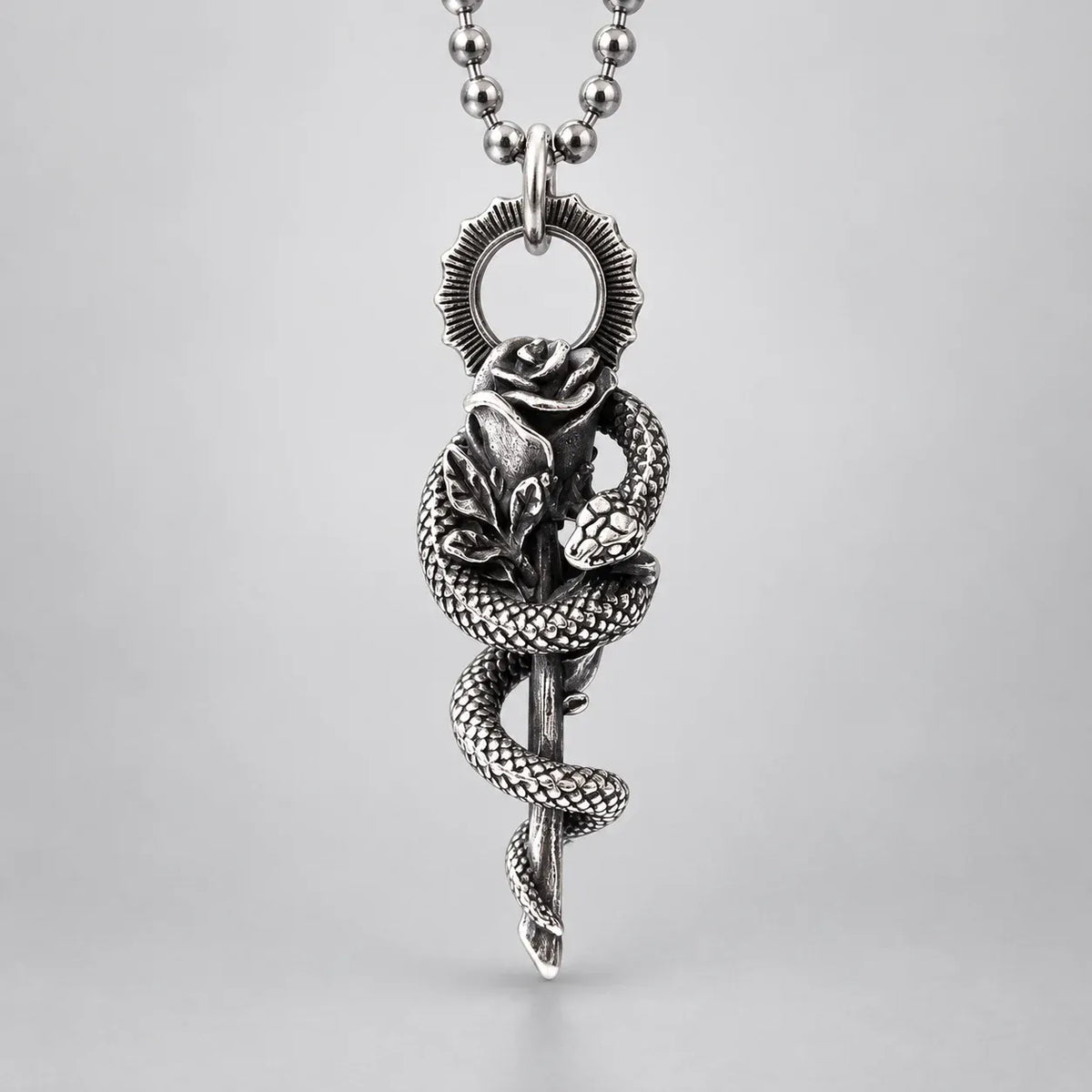 Collier Serpent à la Rose Chaîne à billes