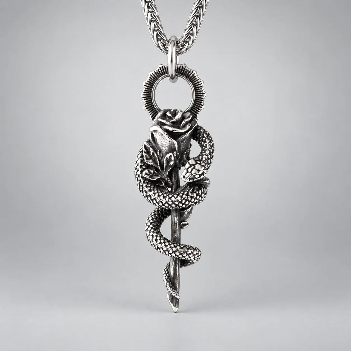 Collier Serpent à la Rose Chaîne palmier