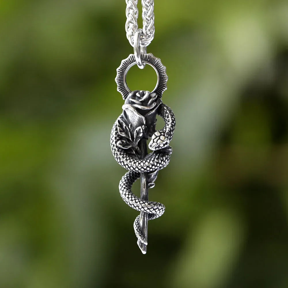 Collier Serpent à la Rose Pendentif seul