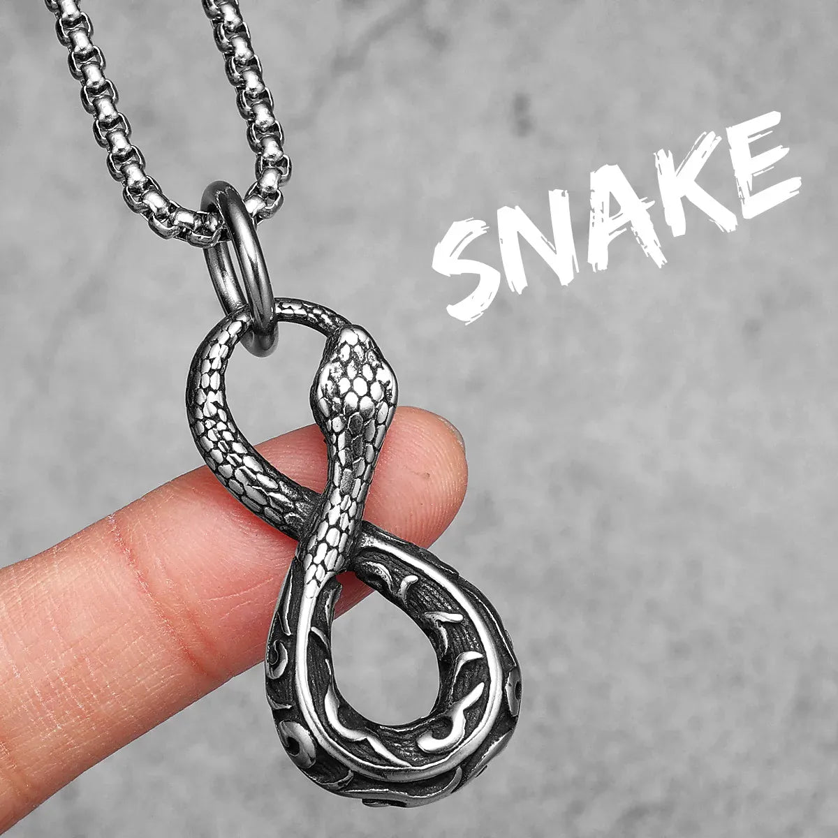 Collier Serpent Infini Ciselé Chaîne 60 cm