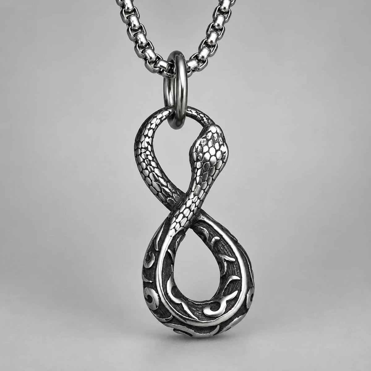 Collier Serpent Infini Ciselé Chaîne 60 cm