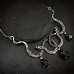 Collier Serpents Enlacés à Gouttes de Cristal - Vignette | Médiéfan