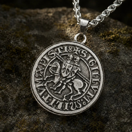 Collier templier pendentif sceau des cavaliers « Sigillum Militum »