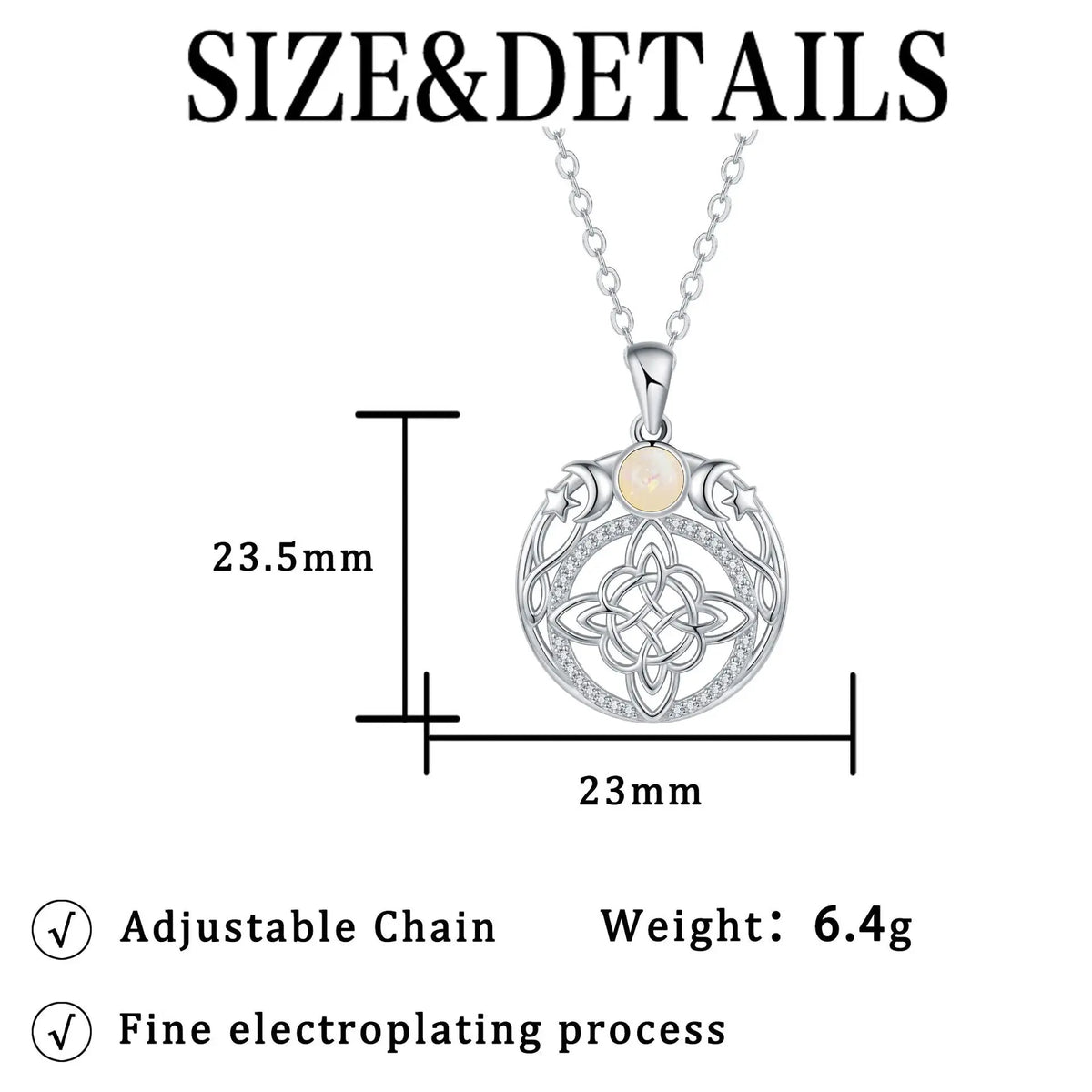 Collier Triple Lune et Nœud de Sorcière