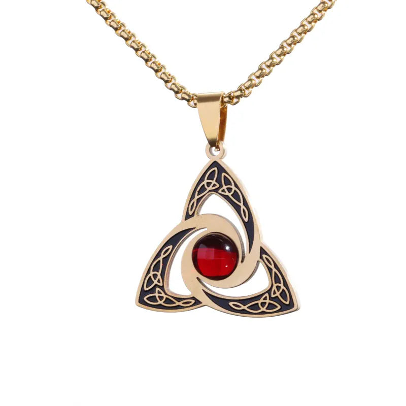 Collier Triquetra à Pierre Rouge