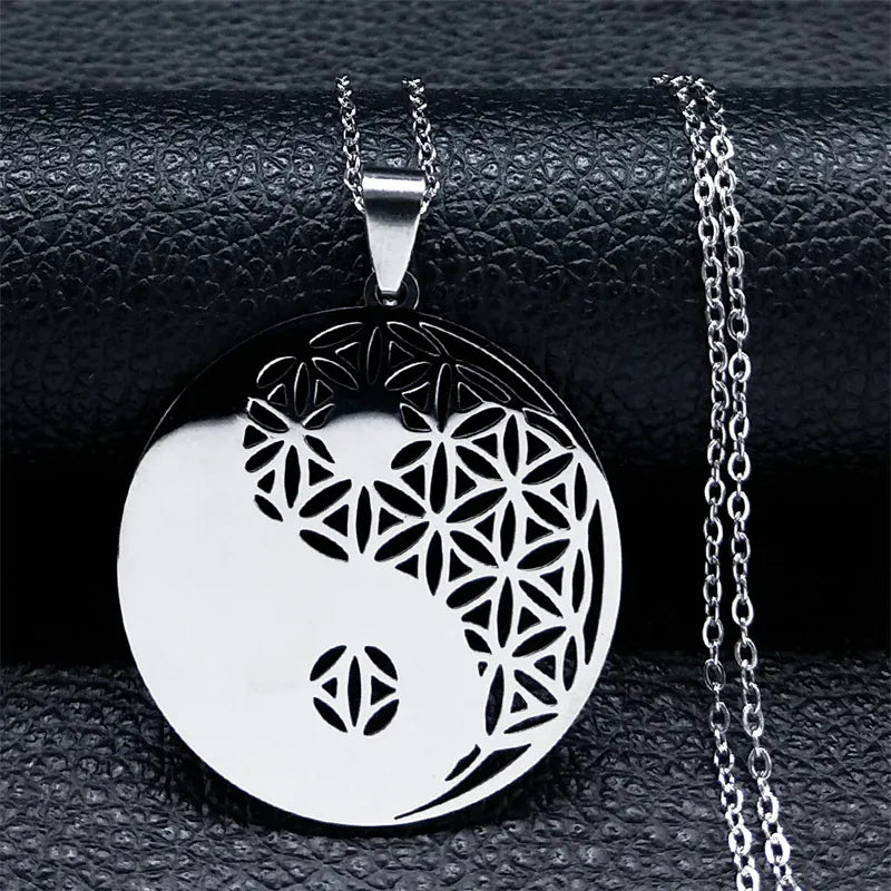 Collier Yin-Yang Fleur de Vie Argenté