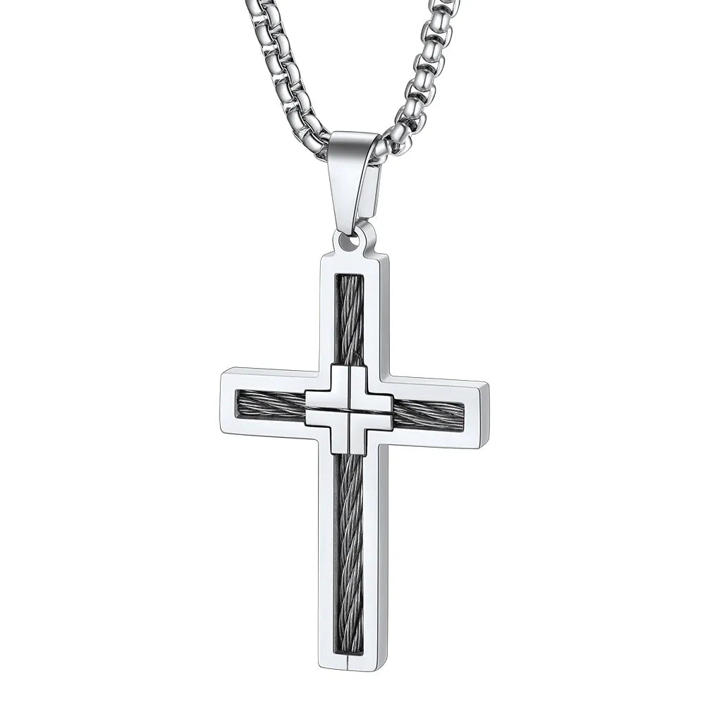 Colliers de la présidence du templier en acier inoxydable U7 pour hommes, étiquette de bouclier croisé de chevalier, amulette en relief 3D, symboles, chrétien, unisexe, cadeau de bijoux g