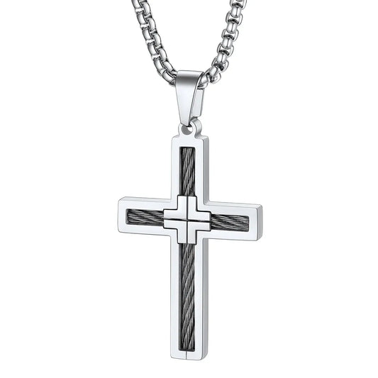 Colliers de la présidence du templier en acier inoxydable U7 pour hommes, étiquette de bouclier croisé de chevalier, amulette en relief 3D, symboles, chrétien, unisexe, cadeau de bijoux g