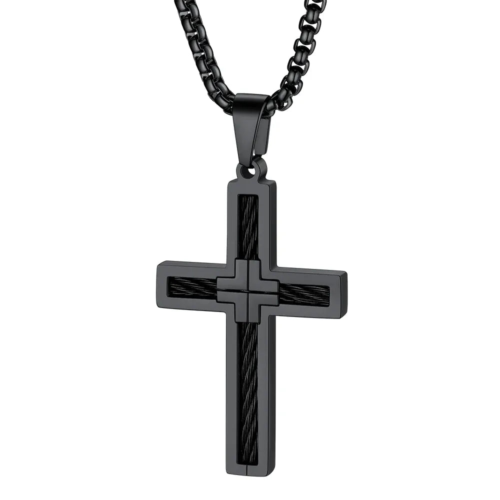Colliers de la présidence du templier en acier inoxydable U7 pour hommes, étiquette de bouclier croisé de chevalier, amulette en relief 3D, symboles, chrétien, unisexe, cadeau de bijoux h