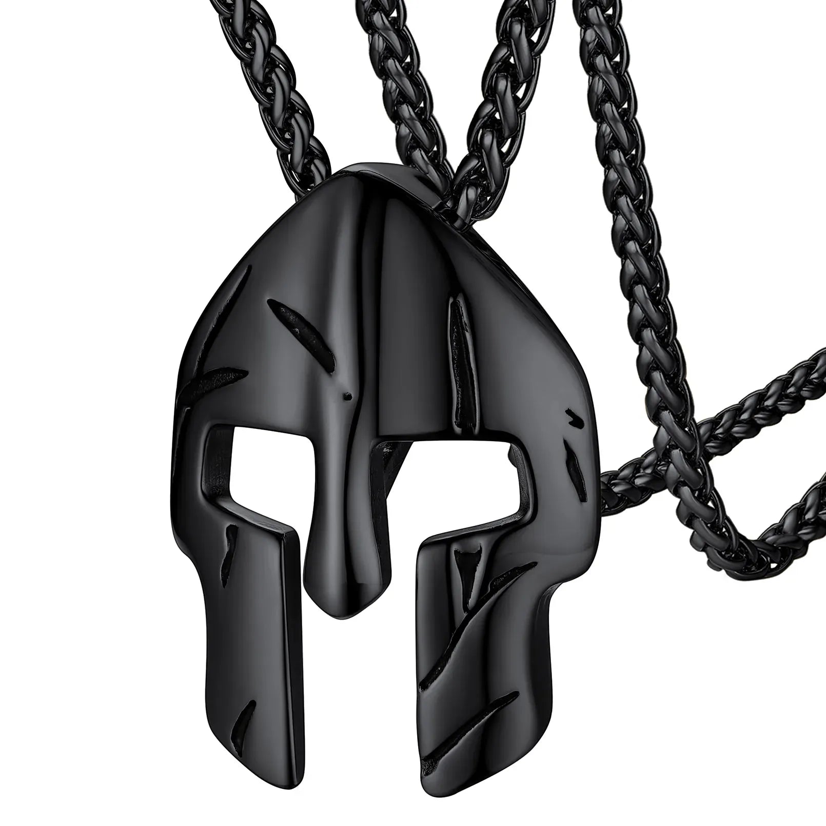 Colliers de la présidence du templier en acier inoxydable U7 pour hommes, étiquette de bouclier croisé de chevalier, amulette en relief 3D, symboles, chrétien, unisexe, cadeau de bijoux Knight helmet Black