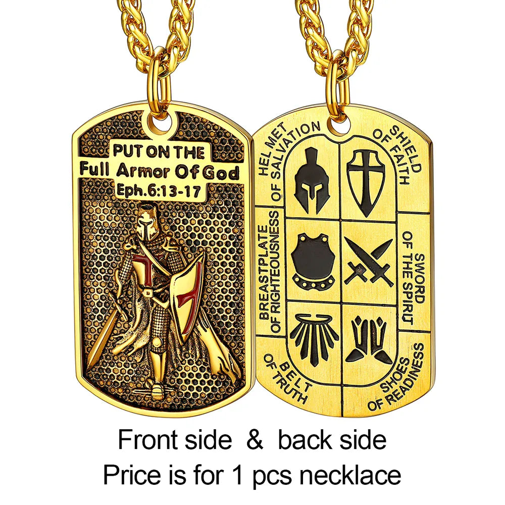 Colliers de la présidence du templier en acier inoxydable U7 pour hommes, étiquette de bouclier croisé de chevalier, amulette en relief 3D, symboles, chrétien, unisexe, cadeau de bijoux Knights Templar Tag 1