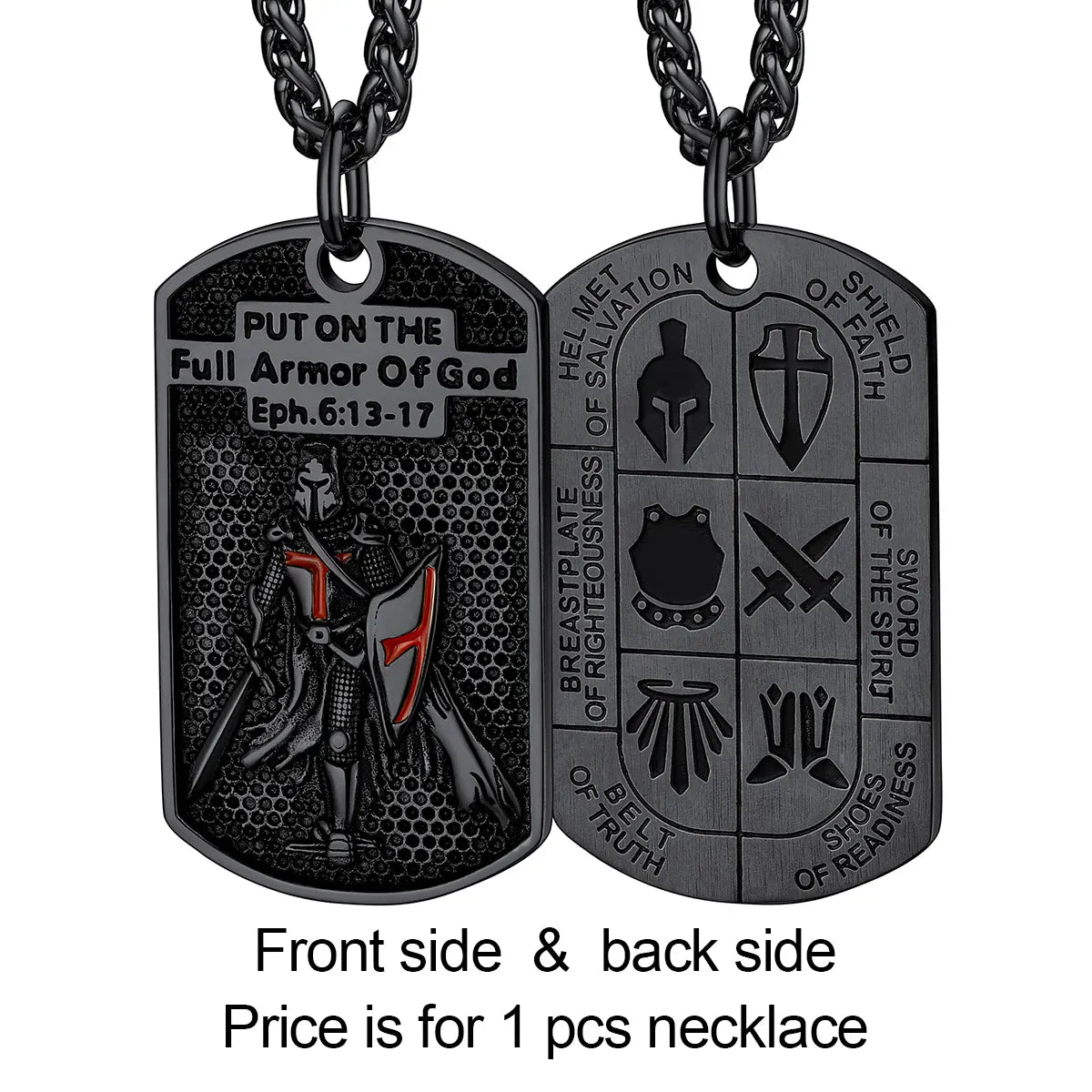 Colliers de la présidence du templier en acier inoxydable U7 pour hommes, étiquette de bouclier croisé de chevalier, amulette en relief 3D, symboles, chrétien, unisexe, cadeau de bijoux Knights Templar Tag