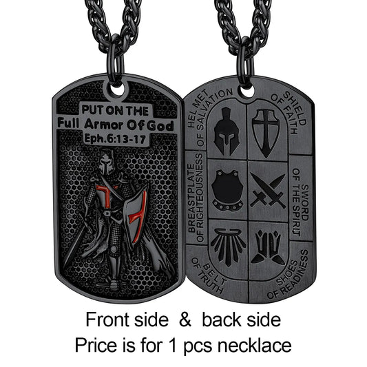 Colliers de la présidence du templier en acier inoxydable U7 pour hommes, étiquette de bouclier croisé de chevalier, amulette en relief 3D, symboles, chrétien, unisexe, cadeau de bijoux Knights Templar Tag