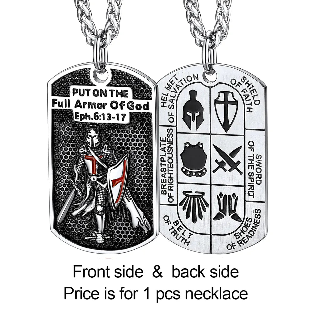 Colliers de la présidence du templier en acier inoxydable U7 pour hommes, étiquette de bouclier croisé de chevalier, amulette en relief 3D, symboles, chrétien, unisexe, cadeau de bijoux Knights Templar Tag 2