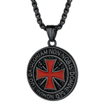 Collier templier pendentif médaillon croix rouge doré - Vignette | Médiéfan