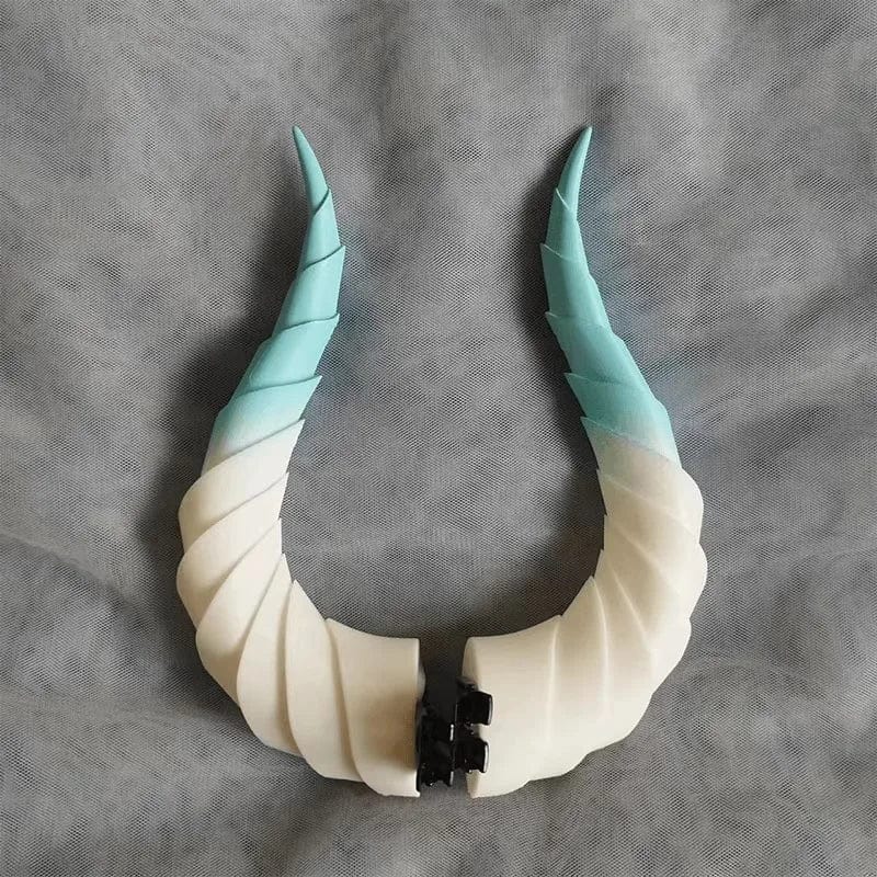 Cornes de Démon Premium Blanc & Bleu / 10 cm