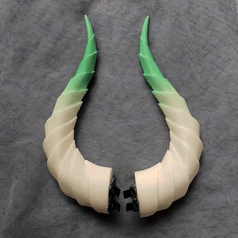 Cornes de Démon Premium Blanc & Vert / 10 cm