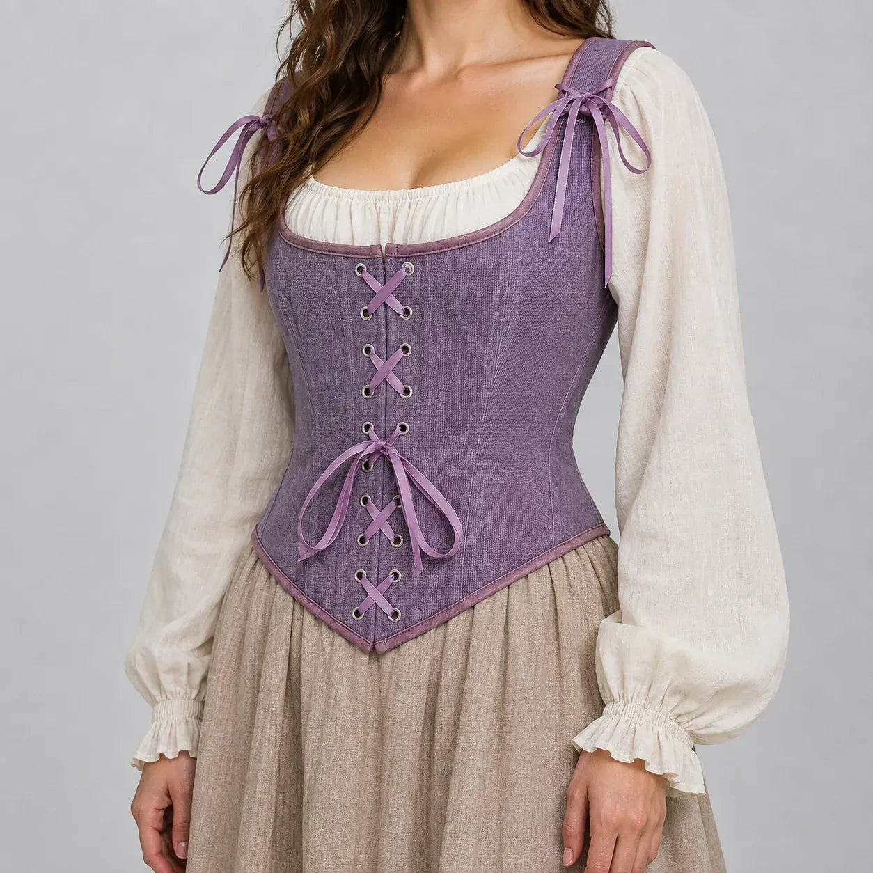 Corset Médiéval à Laçage Violet / S