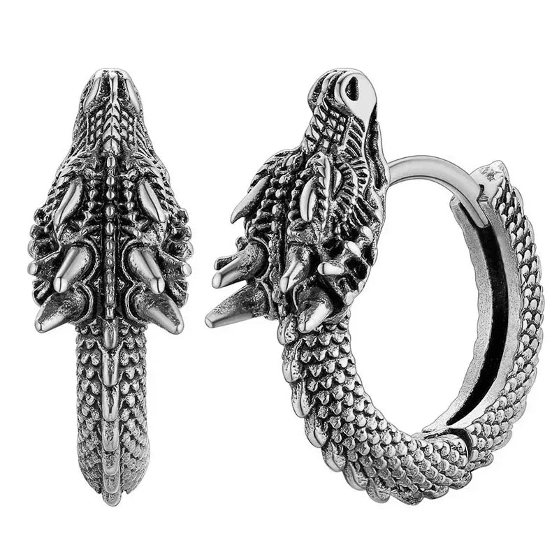 Créoles Tête de Dragon Argenté