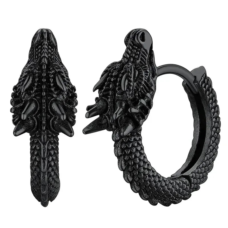 Créoles Tête de Dragon Noir