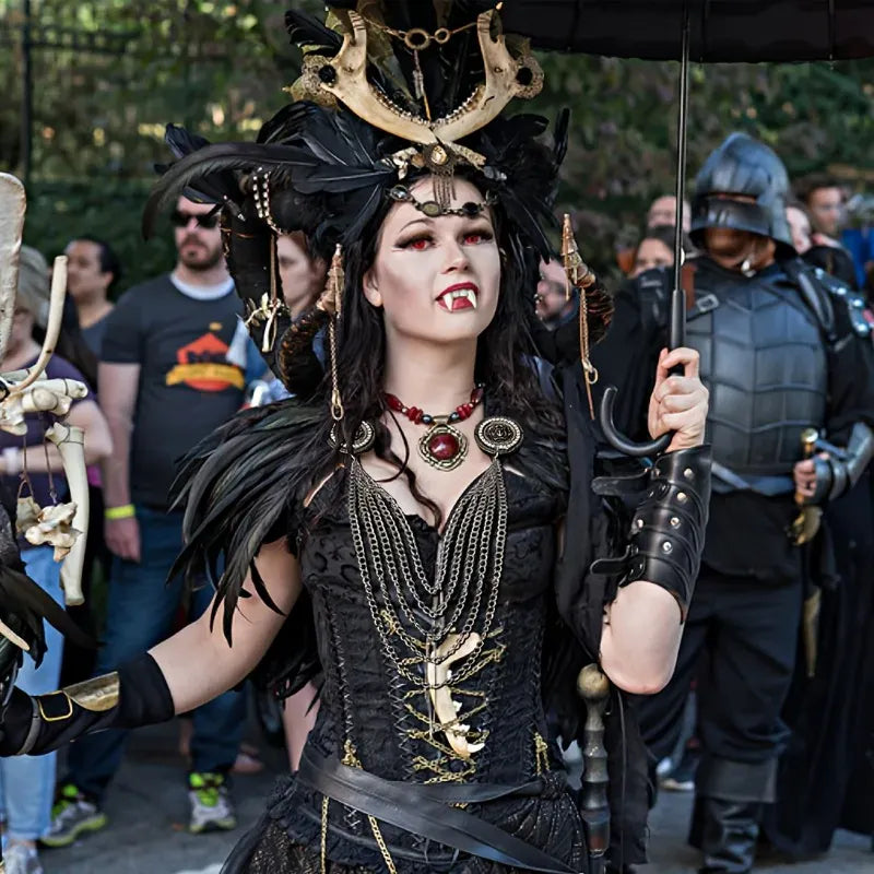 Épaulière de Plumes à Chaînes Noir irisé