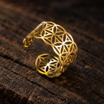 Bague Ouverte Bandeau Fleurs de Vie - Vignette | Médiéfan
