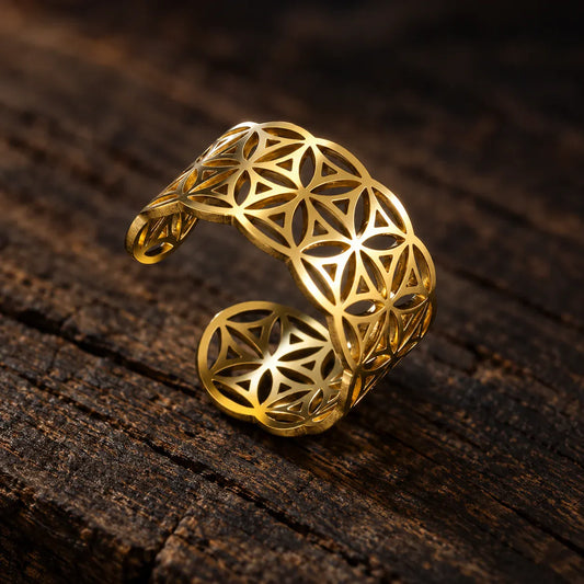 Bague Ouverte Bandeau Fleurs de Vie