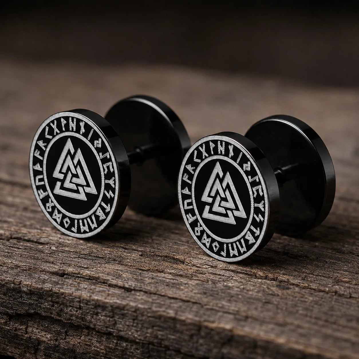 Faux Plugs Valknut Noir