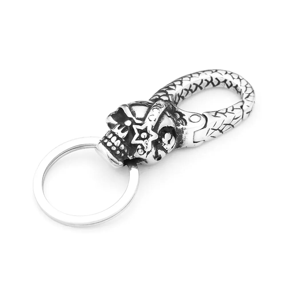 Gothic Vintage 316L Stainless Steel Skull Keychain Hip Hop Biker Animal Keychains Fashion Charm Key Chain Rings Jewelry Gifts Style A