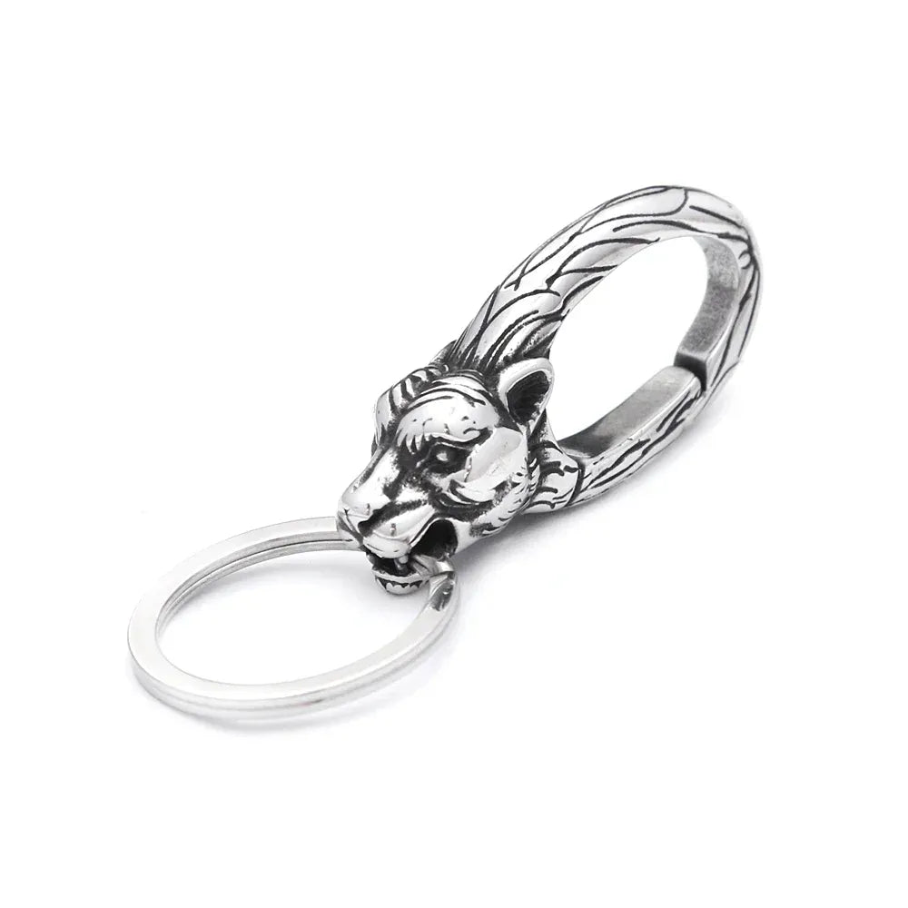 Gothic Vintage 316L Stainless Steel Skull Keychain Hip Hop Biker Animal Keychains Fashion Charm Key Chain Rings Jewelry Gifts Style D