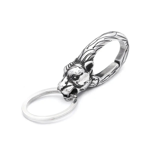 Gothic Vintage 316L Stainless Steel Skull Keychain Hip Hop Biker Animal Keychains Fashion Charm Key Chain Rings Jewelry Gifts Style D