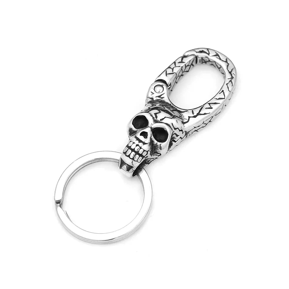 Gothic Vintage 316L Stainless Steel Skull Keychain Hip Hop Biker Animal Keychains Fashion Charm Key Chain Rings Jewelry Gifts Style J