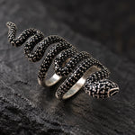 Bague Serpent Ondulant Pavé Noir - Vignette | Médiéfan