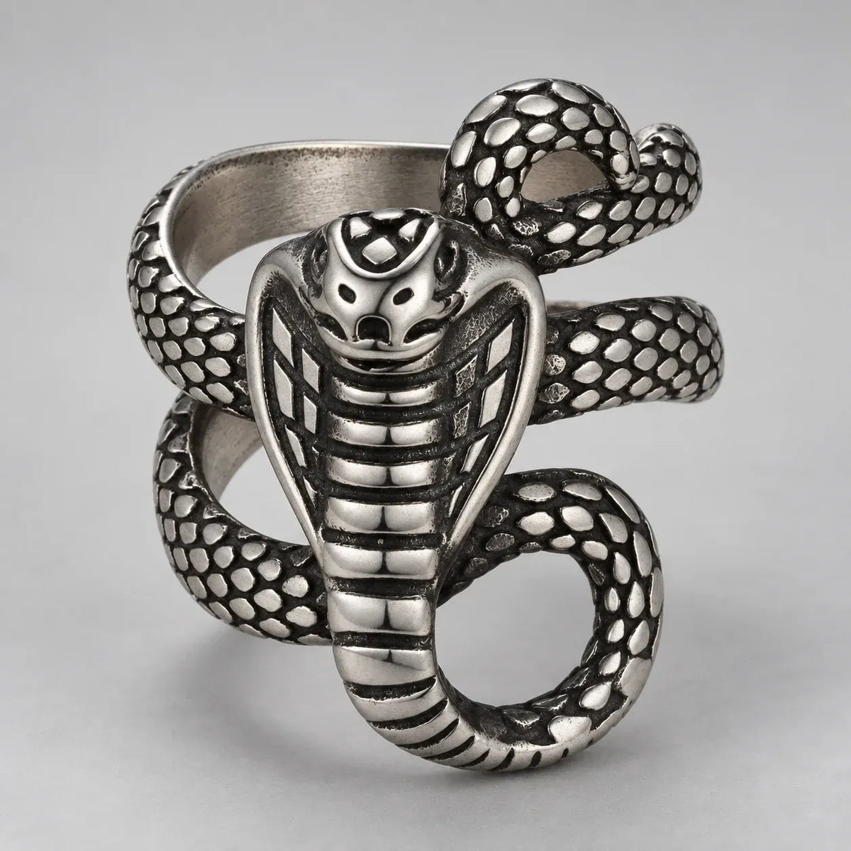 Bague Cobra Royal Enroulé — Argent vieilli