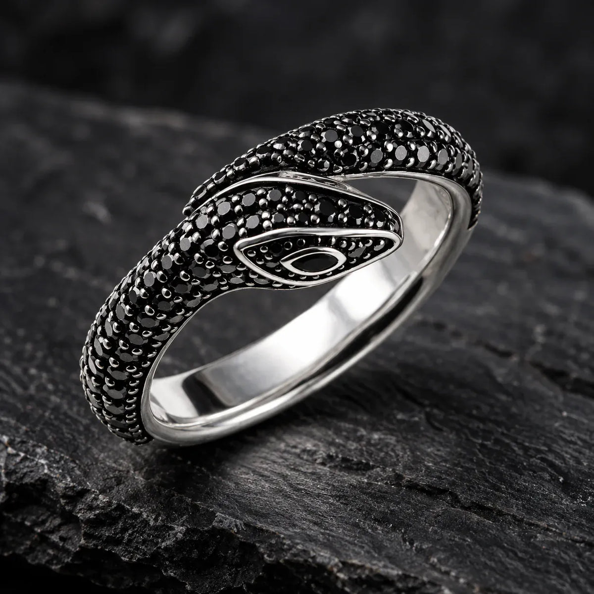 Bague Serpent Pavé Noir