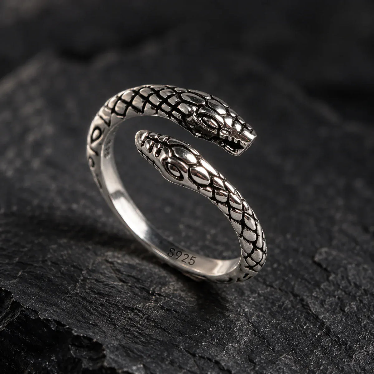 Bague Serpent Bicéphale Gueule Ouverte