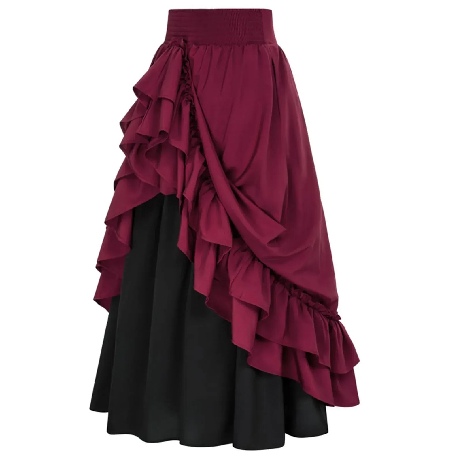 Jupe Victorienne à Drapé Asymétrique Jupe bordeaux / S