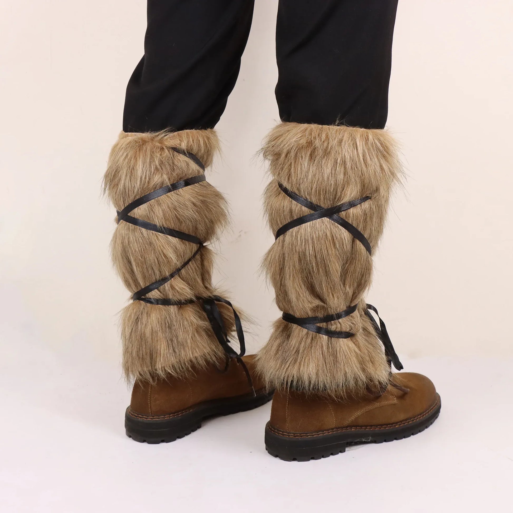 Leggings chauds en fausse fourrure pour hommes, bottes en fourrure, Cosplay Vikings, habillage, accessoires de vêtements de personnalité style1 / Taille unique / China Mainland