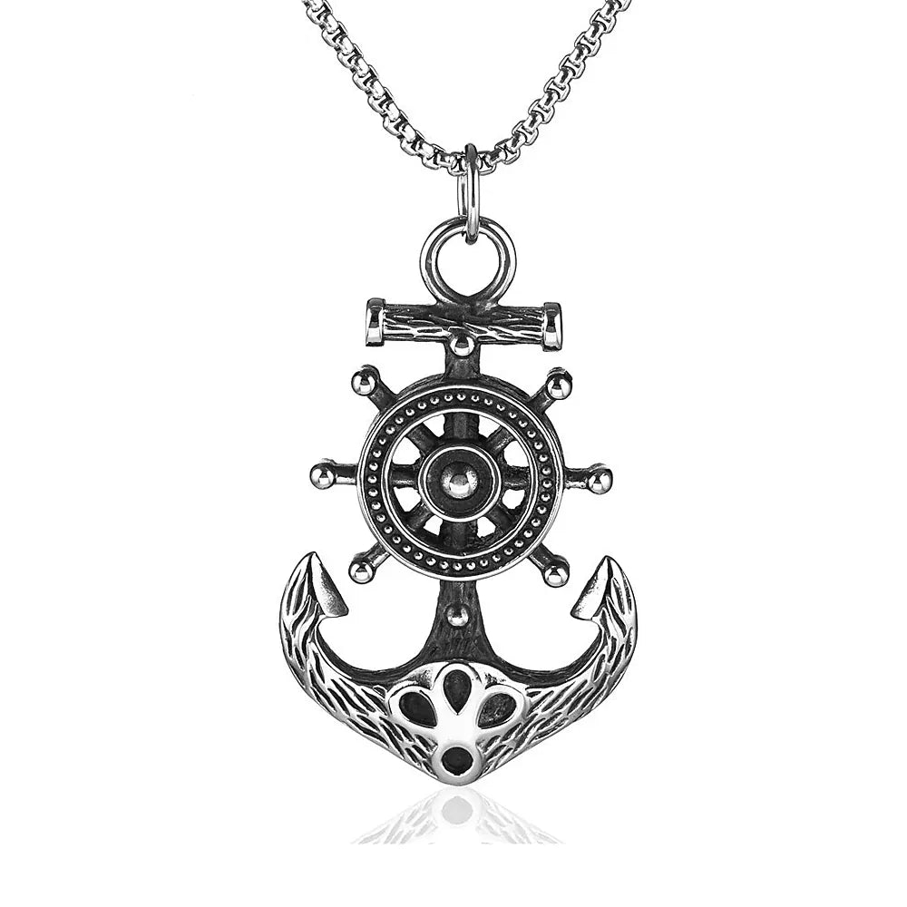 Nordic Vikings Wolf Tooth Pendant Necklace 316L Stainless Steel Hip Hop Rock Fashion Leather Rope Chain Jewelry Gifts Wholesale Style E5 / WHITE
