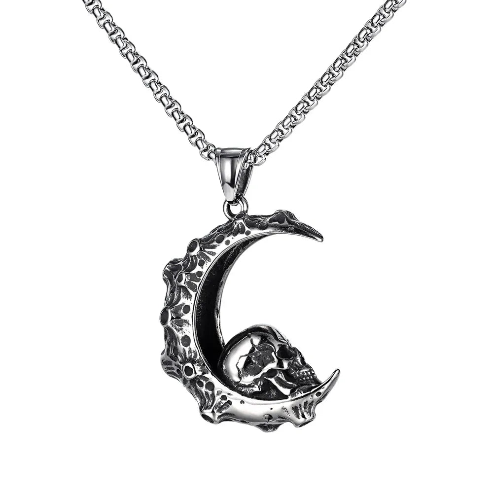 Nordic Vikings Wolf Tooth Pendant Necklace 316L Stainless Steel Hip Hop Rock Fashion Leather Rope Chain Jewelry Gifts Wholesale Style E8 / WHITE
