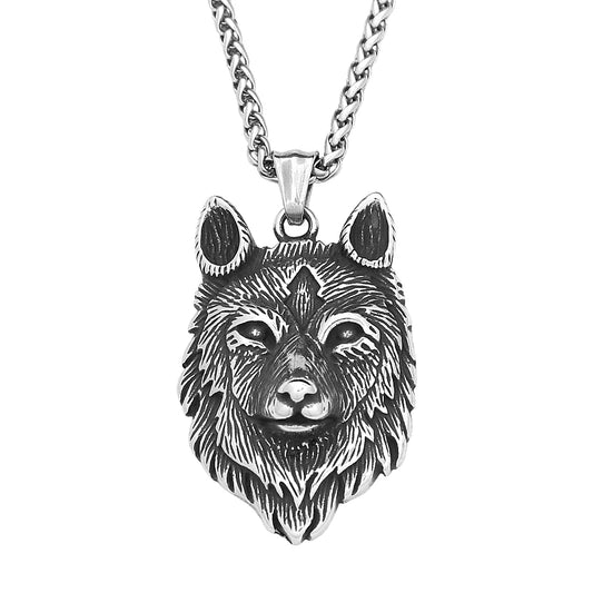 Nordic Vikings Wolf Tooth Pendant Necklace 316L Stainless Steel Hip Hop Rock Fashion Leather Rope Chain Jewelry Gifts Wholesale Style F1 / WHITE