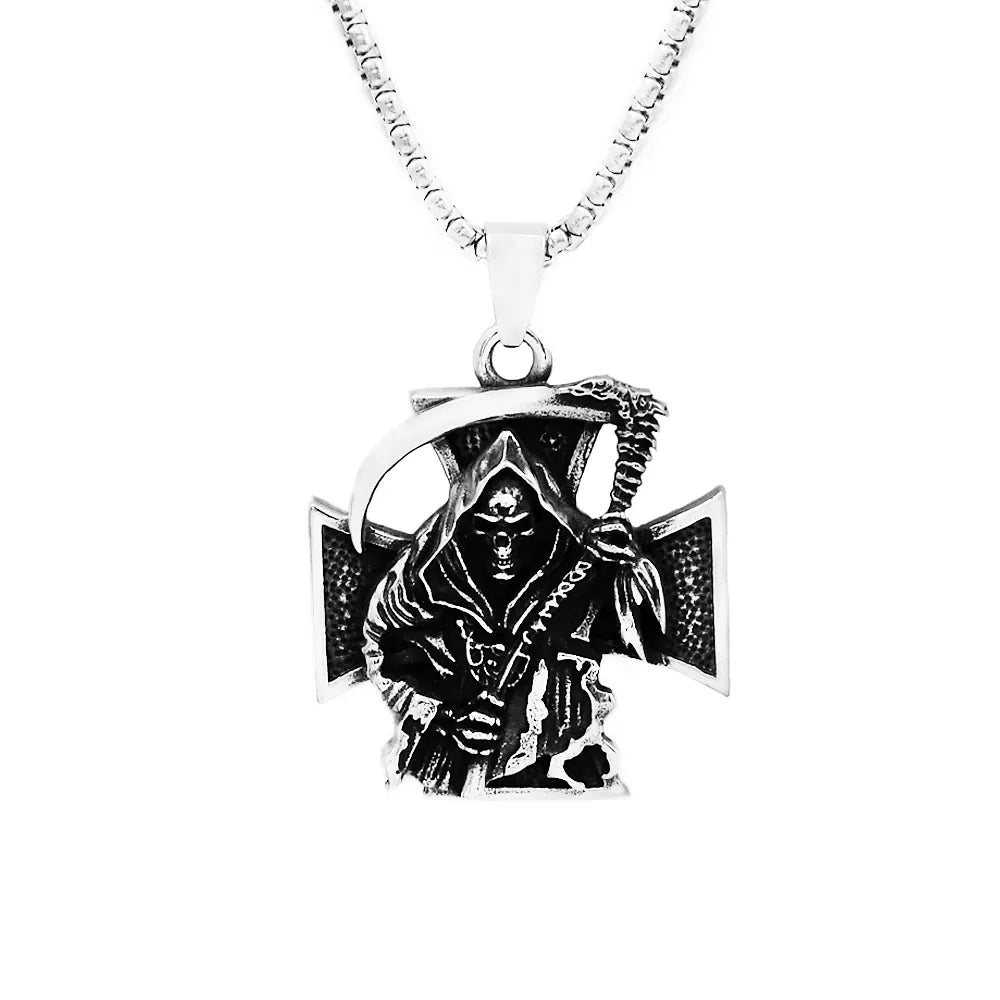 Nordic Vikings Wolf Tooth Pendant Necklace 316L Stainless Steel Hip Hop Rock Fashion Leather Rope Chain Jewelry Gifts Wholesale Style F7 / WHITE