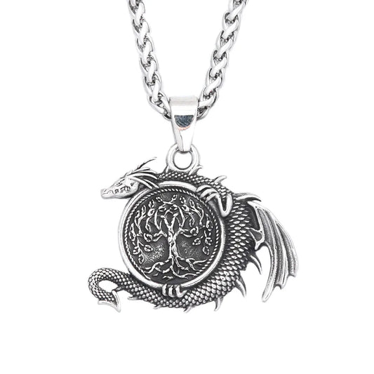 Nordic Vikings Wolf Tooth Pendant Necklace 316L Stainless Steel Hip Hop Rock Fashion Leather Rope Chain Jewelry Gifts Wholesale Style G9 / WHITE