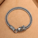 Bracelet Maille Épi Tête de Dragon Argenté - Vignette | Médiéfan