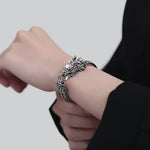 Bracelet Maille Épi Tête de Dragon Argenté - Vignette | Médiéfan