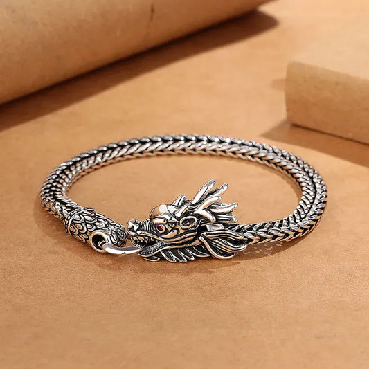 Nouveau Bracelet en argent Sterling 925, chaîne Vintage, chaîne Dragon, fermoir à homard pour femmes et hommes, bijoux de fiançailles, de mariage, cadeaux XHH HB368 / 20 cm